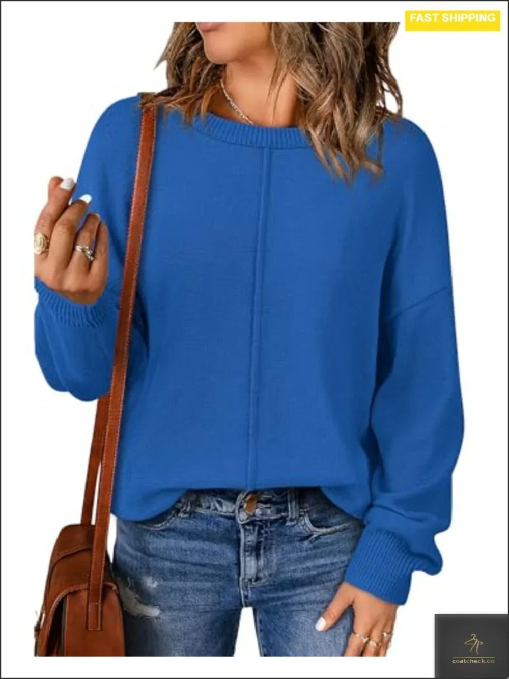 Slouchy Crewneck Pullover Long Sleeve Knit Sweater Fall Tops